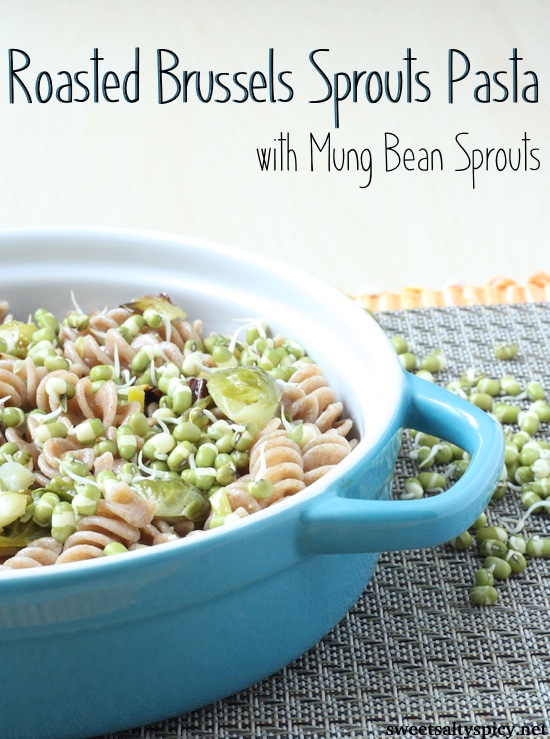 roasted brussels sprouts pasta with mung bean sprouts